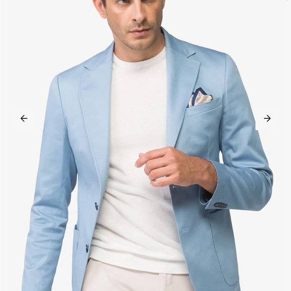 Dan John Men’s Light Blue Cotton Stretch Sateen Jacket Blazer- US 36 - Picture 7 of 12